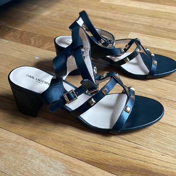 NEW, Never Worn Karl Lagerfeld Stud Heeled Sandals - Picture 4 of 5